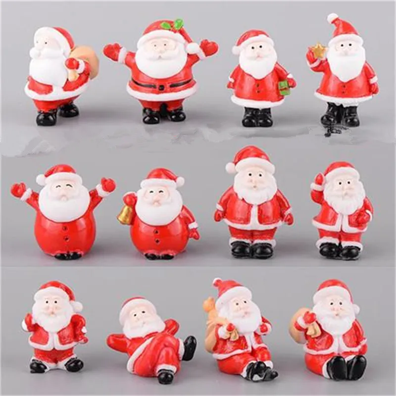 1 Набор, мини Новогоднее украшение из полимера, сказочный снеговик, Рождественский Санта Клаус, миниатюрные фигурки, украшение для дома