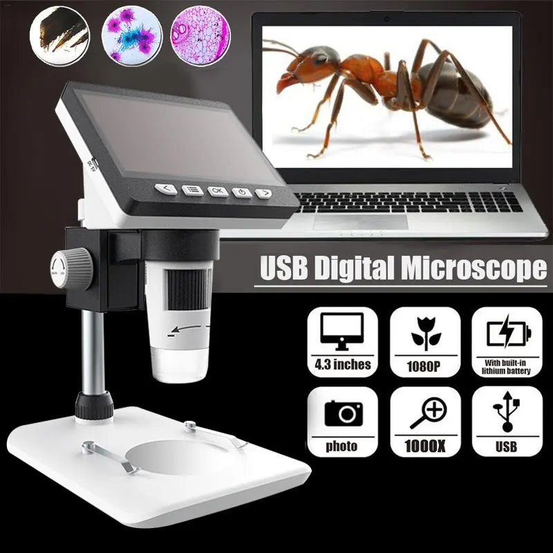 

4.3 Inch Display 8LED Real-Time Video Ear Cleaning Tool Digital Microscope Electron Microscope Portable Monitoring