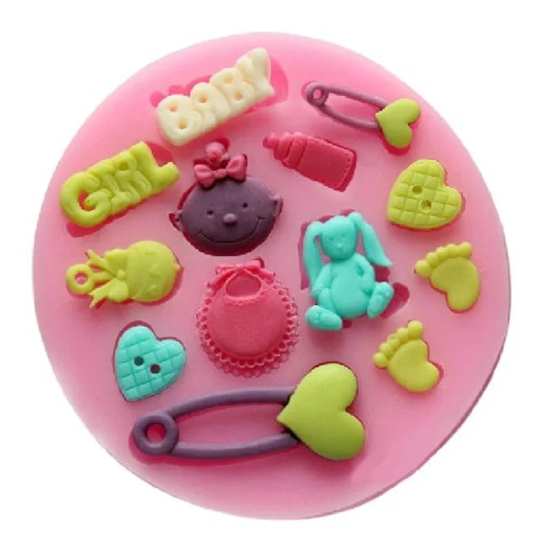 3D Baby Shower Kid Girl Silicone Fondant Mold Cake Decorating Tool SugarCraft Art Clay GumPaste Soap Chocolate Mould | Дом и сад