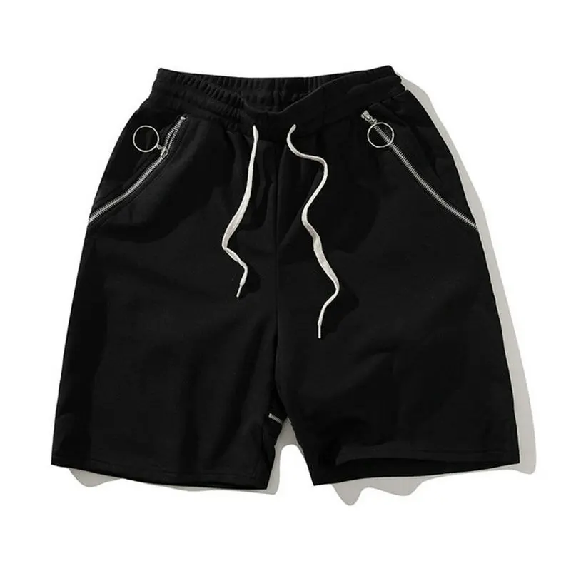 Красивые летние мужские шорты Карго в стиле хип-хоп, черные уличные повседневные шорты с эластичной резинкой на талии, мужские короткие штаны до колен на молнии, Pantalon Homme