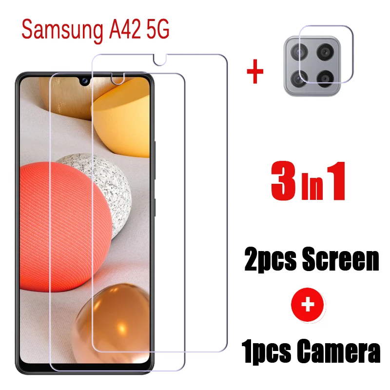 Закаленное стекло 3 в 1 для Samsung A42 5G защитная пленка телефона защита экрана камеры