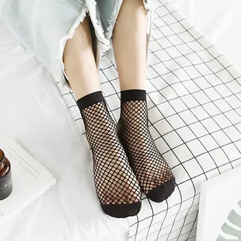 

Fashion Women Girls Sexy Black Mesh Socks Summer Hollow Out Breathable Mesh Fishnet Socks Female Ankle Socks new
