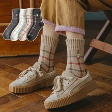 Jeseca студенческий стиль Зима утолщаются теплый носок мультфильм милый кот печати японский Kawaii милые носки для женщин Harajuku Винтаж уличная одежда