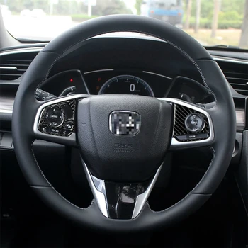 

Car Interior Decoration Steering Wheel Button Switch Panel Cover Trim for Honda Civic 2016-2019 Carbon Fiber Decal Accessories