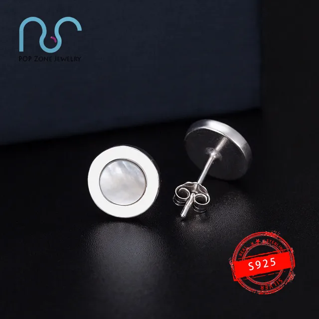 S925 Sterling Silver Earrings Brand Luxury Round Black White Pearl Oyster Earrings Original Jewelry Women's Classic With Logo silver white