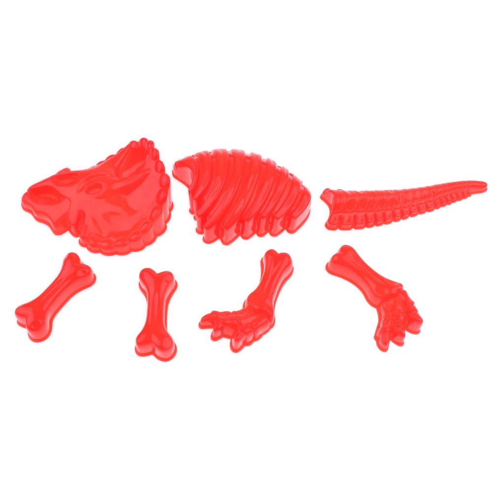 7pcs Mini Dinosaur Skeleton Sand Molds Beach Kids Fun Activity Toys