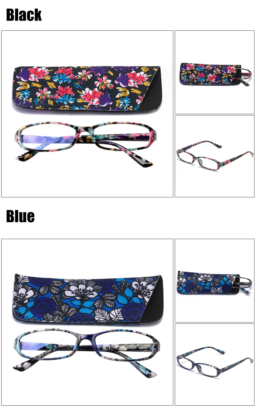 SOOLALA 2 шт цветочные печатные анти-голубые легкие очки Пружинные шарнирные защитные очки Рамка для компьютера синий свет Блокировка женщин
