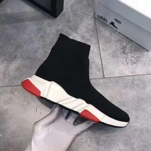 Style Trainers Speed Femme Black White Speed Trainers Knit Stretch