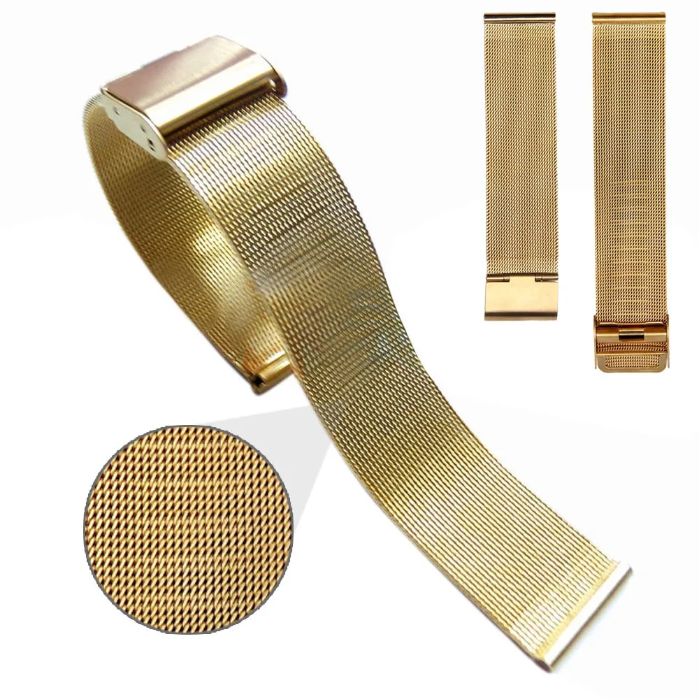 Width24mm Gold 18/20 мм/22 мм/24 мм наручный ремешок для наручных часов ремешки для часов Миланский ремень из нержавеющей стали на ремешке с пряжкой, Correa, бутик; Прямая поставка;#20 - Цвет ремешка: Width24mm Gold