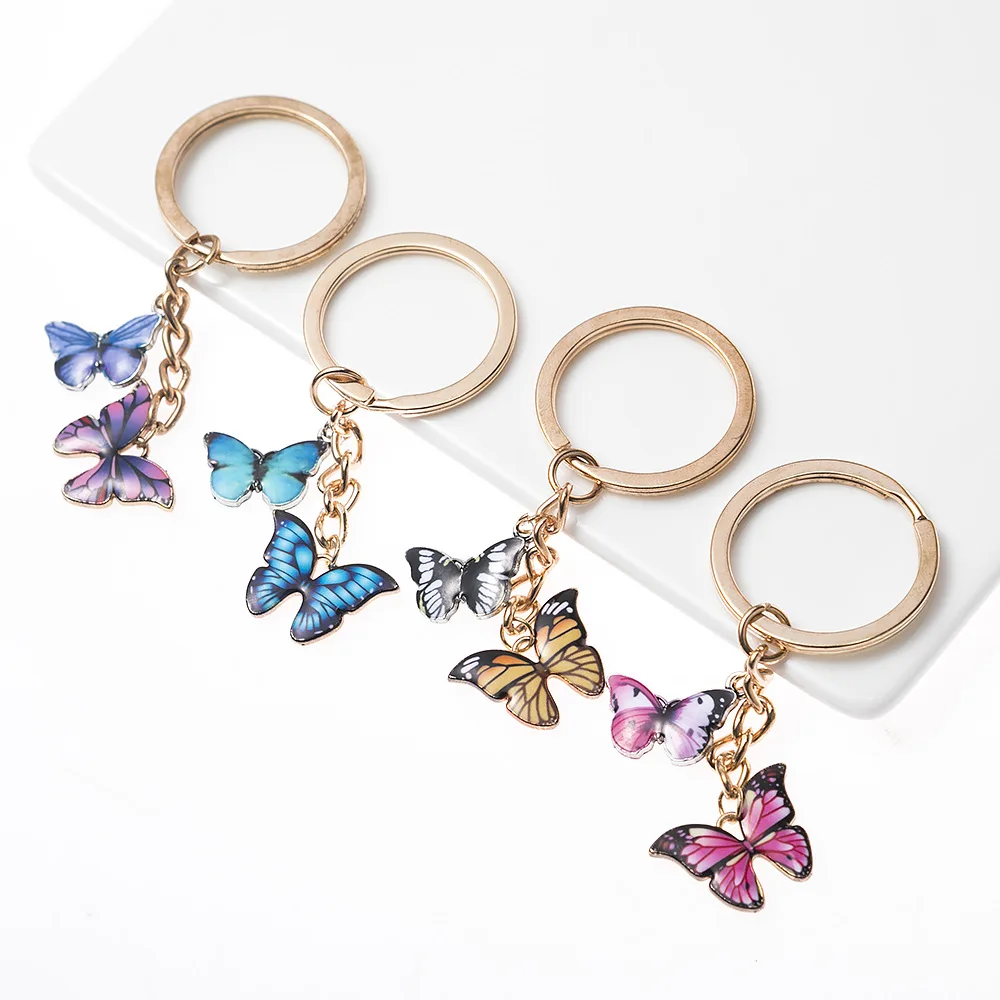 TB Enamel Butterfly Women Girls Fashion Jewelry Bags Purses Charm Key Keychains