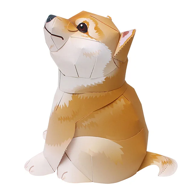 Shiba Inu Dog Yellow Handmade Origami Art Folding Mini Cute 3D Paper Model Papercraft Animal DIY Kids Adult Craft Toys QD-006 2