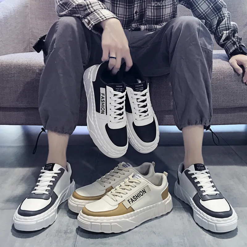 

INS Men's Shoes Fashion Casual Thick Bottomed Extra High Sport Sneakers England Korean-style Student's Shoes Douyin Hot Selling