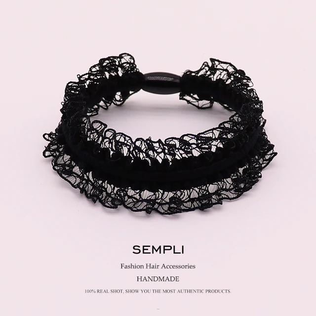 Sempli Pink Color Solid Elastic Hair Bands Love Dog Headband Women Animal Rubber Band Lady Letters Hair Accessories Scrunchie Black