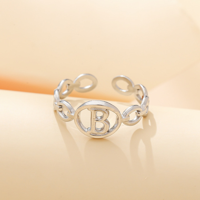 Out A-ZLetter 2Colors Metal Adjustable Opening Ring Initials Name Alphabet Female Party Fashion Jewelry Christmas Present