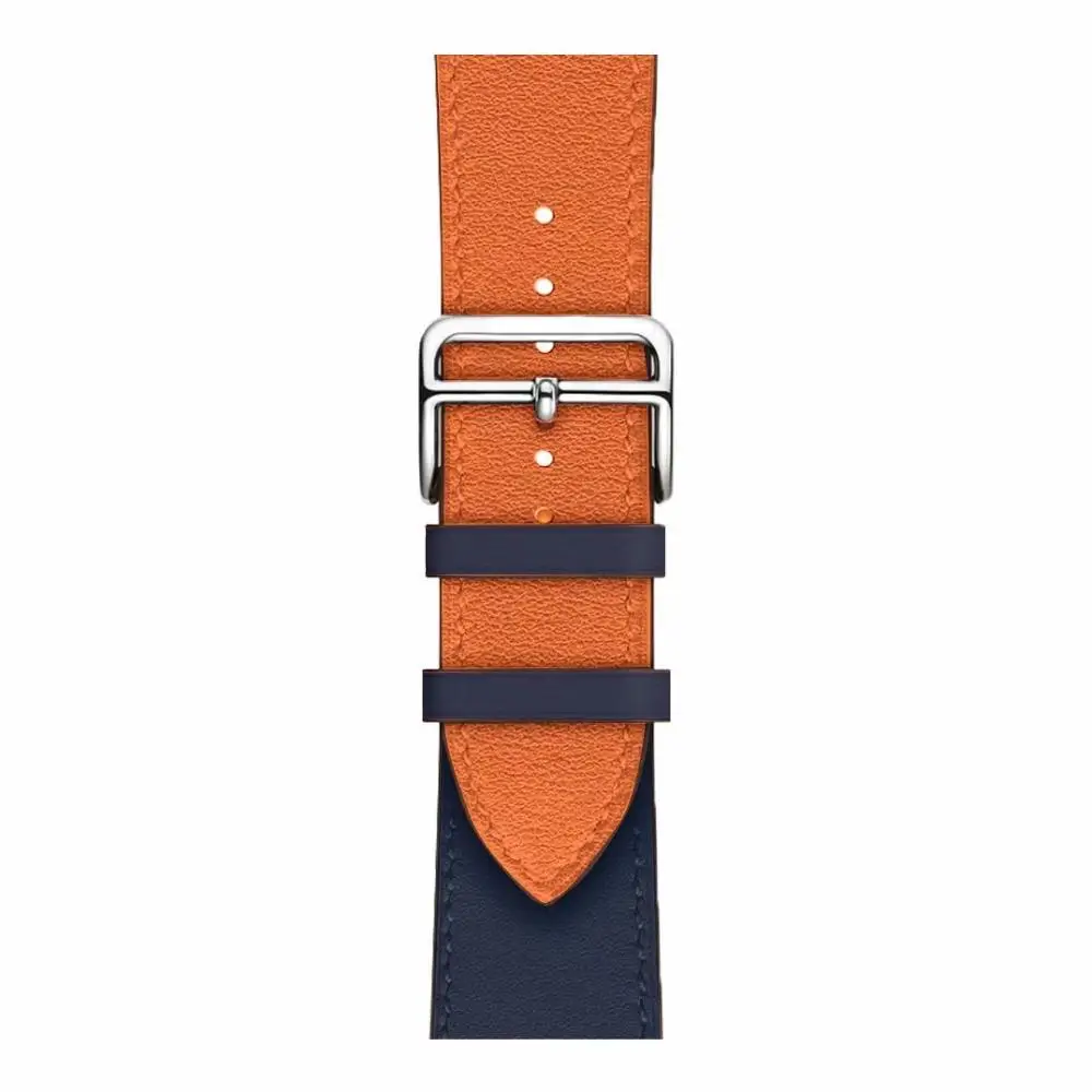 Новейший цветной кожаный ремешок для часов iWatch5 4 3 2 1, ремешок для часов Apple Watch 42 мм, 38 мм, 40 мм, 44 мм, ремешок для браслета - Цвет ремешка: orange blue