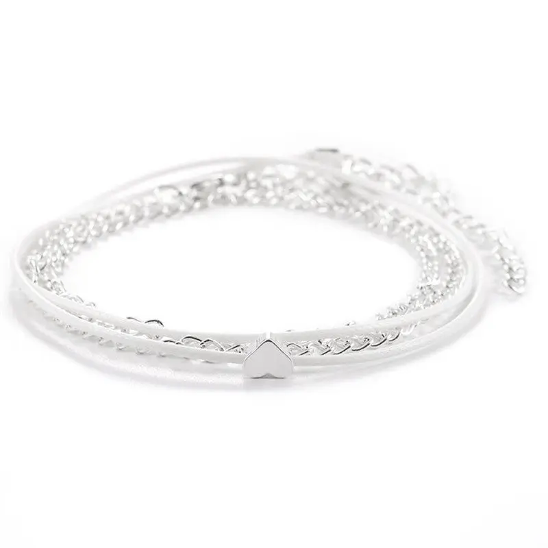 Silver Anklet Bracelet Ankle Chains Cubic Zirconia Anklet Beads Anklet Toe Foot Bracelet Fashion Accessories Bohemian Anklet Bracelet On The Leg Fashion Heart Female Anklets Barefoot For Women Leg Chain Beach Foot Jewelry