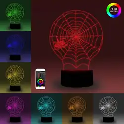 NiteApps 3D Паук веб ночник настольная Иллюзия украшение лампа подарок на день рождения приложение/сенсорный контроль
