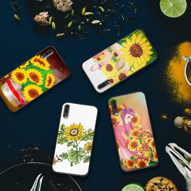 Чехол с подсолнухом для HuaweiY9 Prime 2019 Коврики 10 20 Pro Nova2 3 4 Lite Nova 2i 3i 5i Y6 Y7 2018
