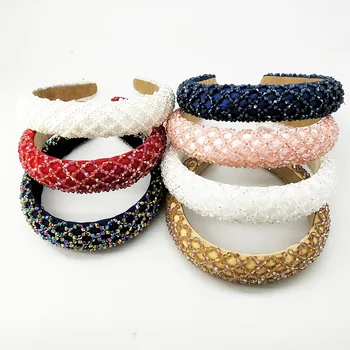 

Luxury New Gemstone Headbands Fashion Luxury Rhinestone Sponge Hair Bands For Women Shiny New Hair Bands