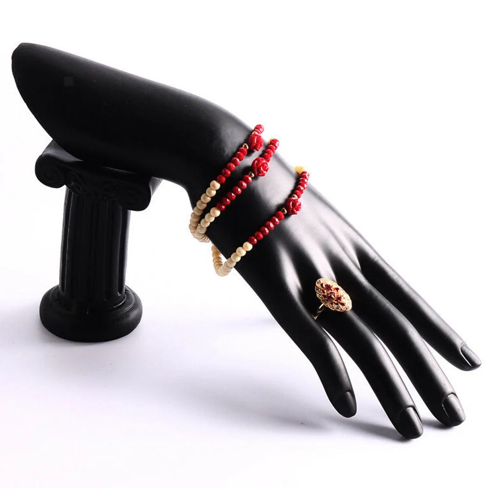 

New 1PC Female Mannequin Hand Women Resin Display Holder Jewelry Ring Bracelet Stand Organizer Artwork showing black tilted
