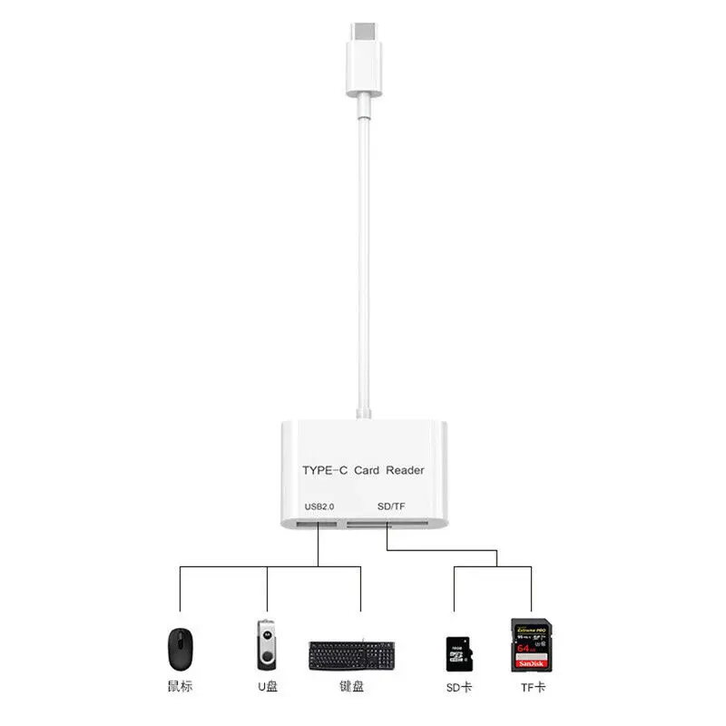 3 в 1 USB кард-ридер адаптер type C кабель SD/Micro SD TF подключение камеры смарт-карта памяти для Macbook Pro type-C порт