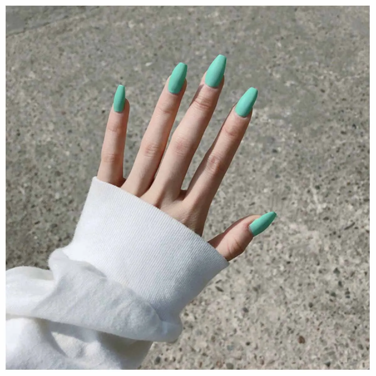 24 шт матовые накладные ногти, балетные, мятно-зеленый цвет, полное покрытие, прессованные ногти, гроб для милых девочек, накладные ногти с клеем