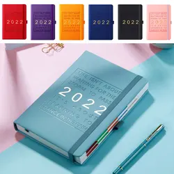 Planificateur mensuel hebdomadaire A5 2022 GSM papier PU cuir couverture rigide Agenda, papeterie fournitures scolaires de bureau 100 