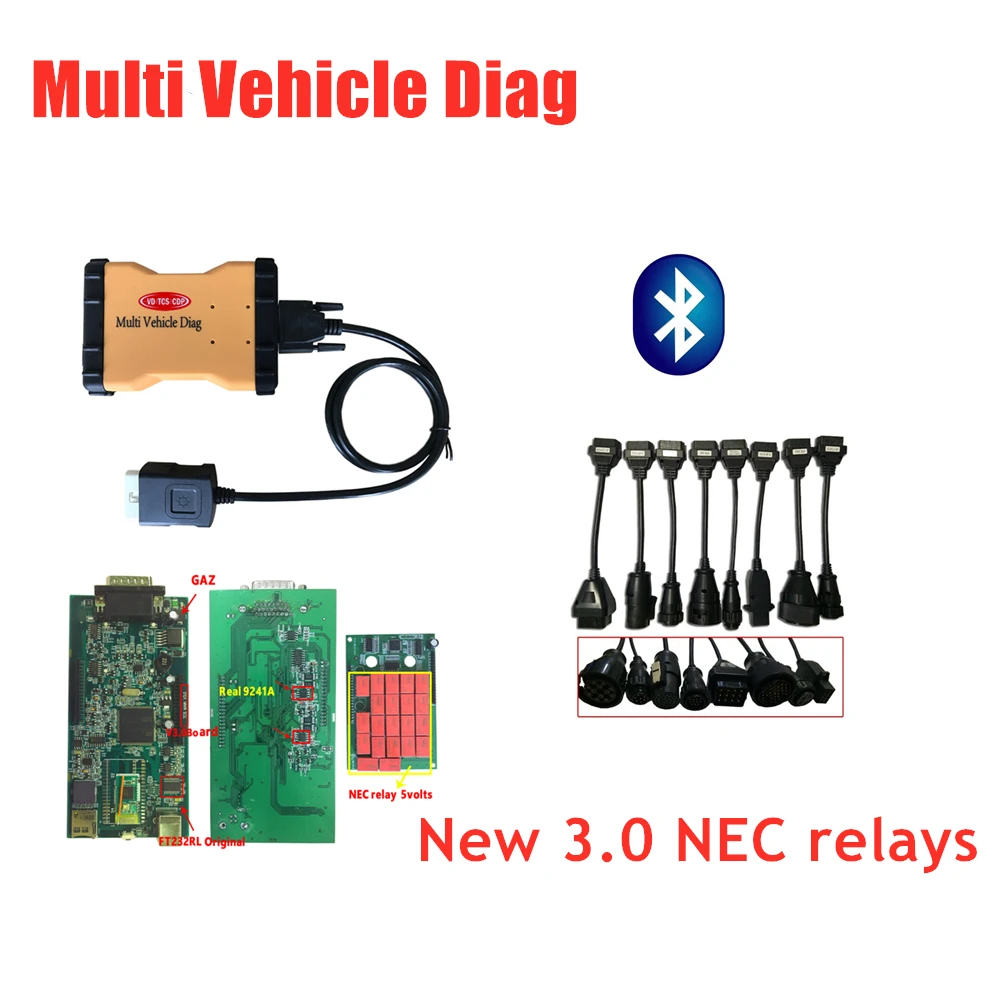 MVD новая модель TCS C-D-P. R0/2015r3 keygen vci obd сканер для автомобилей грузовик OBD2 Диагностический Инструмент+ 8 грузовых кабелей - Цвет: with bluetooth