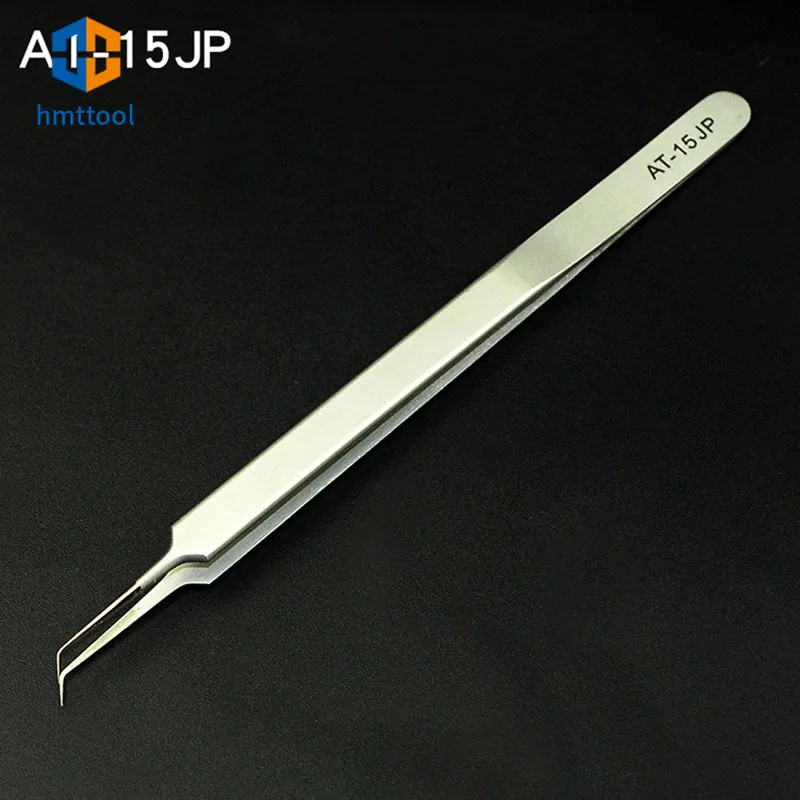 Precision Stainless Steel AT-11JP Straight AT-15JP Curved Ultra Thin Fly Line Tweezers Set For Industrial Phone Repair Tools