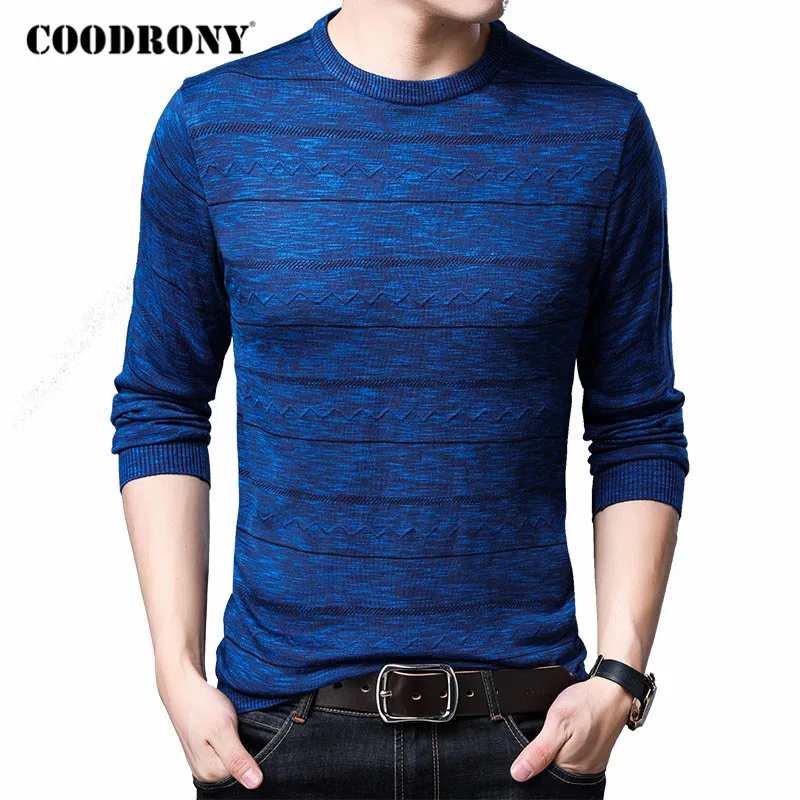 

COODRONY Brand Sweater Men Spring Autumn Casual Soft Knitwear Pull Homme Fashion Striped O-Neck Pullover Shirt Men Clothes C1081
