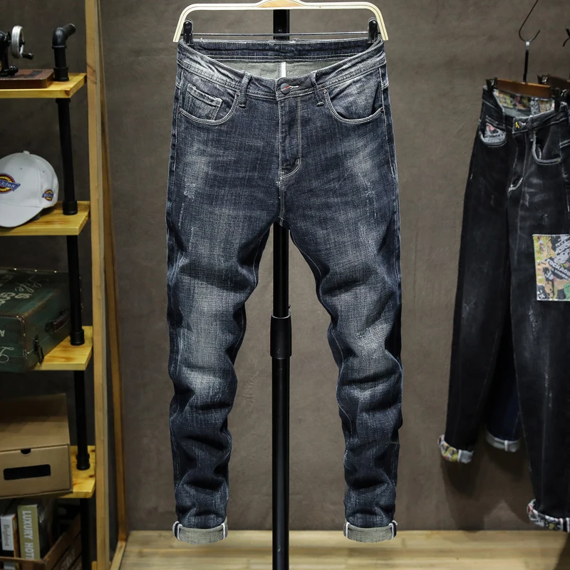 KSTUN Jeans Men Stretch Dark Blue Slim Fit Casual Denim Pants 2020 Autumn Male Long Trousers Men's
