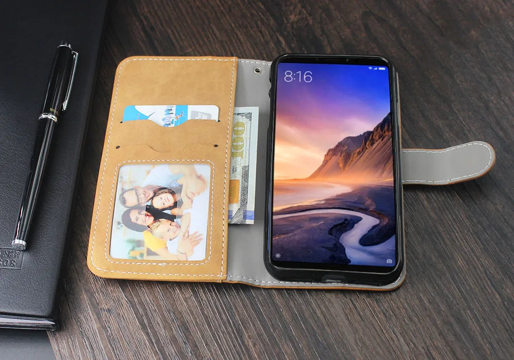 Luxury Vintage Case For Xiaomi Mi Max 2 3 Case Flip Leather Silicone Wallet Cover Business Fundas Card Solts phone cases for xiaomi