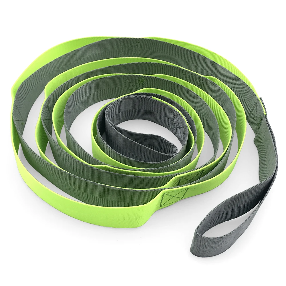 Йога ремень неэластичный растягивающийся браслет Йога маргаритки цепи мульти-петли для пилатеса танцевальная терапия гимнастика - Цвет: Green 12 loops