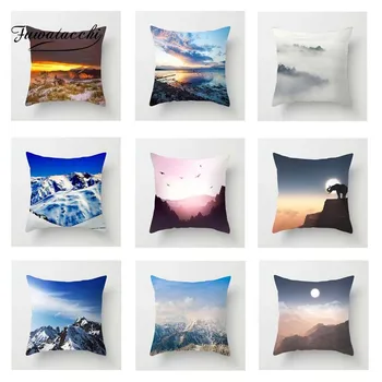 

Fuwatacchi Mountain Cushion Cover Hill and Cloud Square Throw Pillow Cover Decorative Pillow Cover Sofa Pillowcase