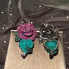 fashion green leaf heart and red  rose flower luxury earring dangle ► Photo 2/6