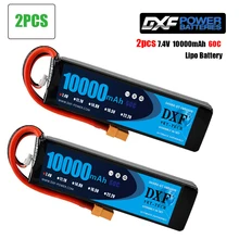 

DXF 2PCS RC Lipo Battery 2S 7.4V 10000mah 60C 120C XT60 T for RC Car Boat Truck Drone FPV Walkera QR X350 PRO Quadcopter Parts