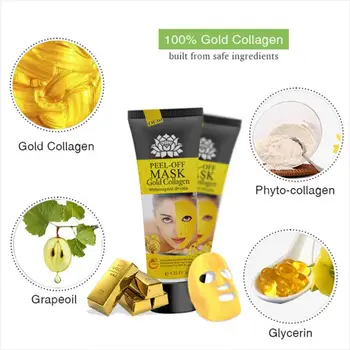 

Silicone Reuse Face Care Tool Gold Collagen Facial Tear Off Mask Moisture Remove Wrinkle Mask Clear Up Blackhead Acne Mask TSLM1