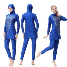 Нейлоновый пляжный удобный женский купальник скромный спортивный купальник мусульманская одежда для плавания 3 цвета с длинным рукавом из двух частей дропшиппинг