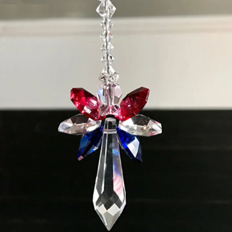 Tanie 1 sztuk Rainbow anioł stróż kryształ Suncatcher dla dekoracja do domu samochodu