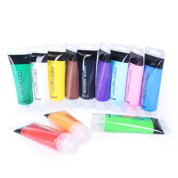 

12 Colors/set Acrylic Paint Kit Drawing Children Learner Painting Professional Colored Fabric Drawing Glass 75mlx12pcs