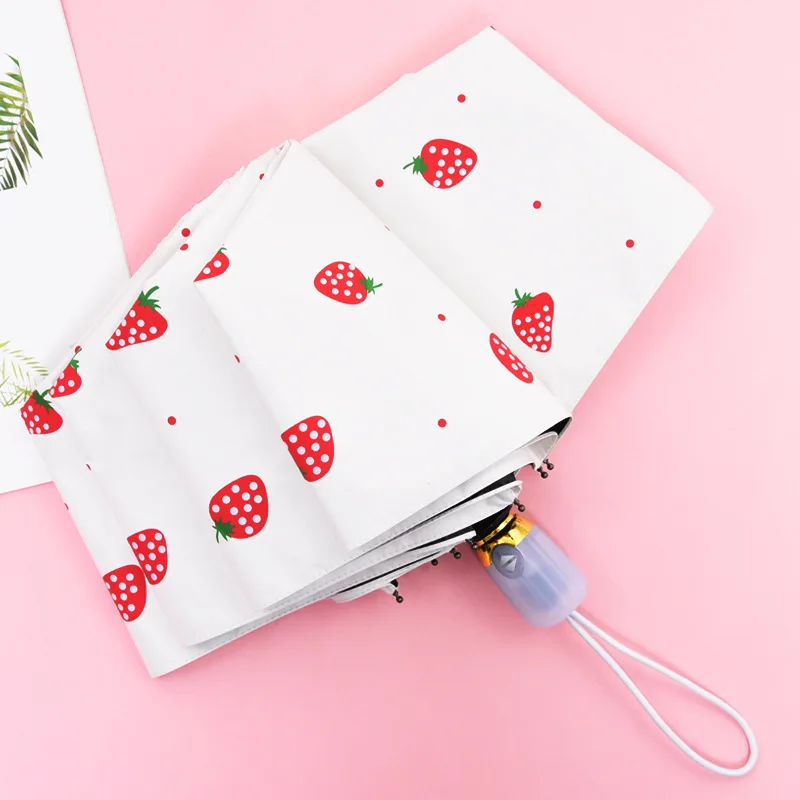 YADA Luxury Cartoon Fruit Strawberry Umbrella Clear Folding Automatic Umbrellas For Children Women UV Rain NEW Umbrella YD200043