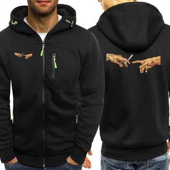 

Mens Smoking Vintage Print Sweatshirts New Autumn 2019 Men Hoodie Fashion Coat Jackets Zipper Fleece Streetwear Hip Hop Hooded