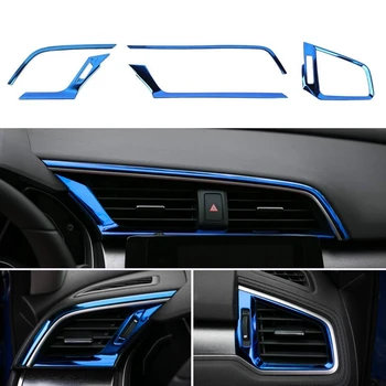 

Central Control Air Outlet Decoration Cover Trim Sticker Stainless Steel for 10Th Gen Honda Civic 2019 2018 2017 2016, Blue