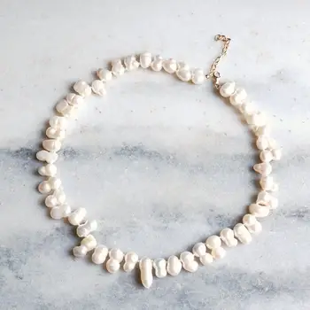 

LiiJi Unique Peanut Shape Baroque Pearl Necklace 925 Sterling Silver Gold Color Fashion Style Necklace For Women Jewelry Gift