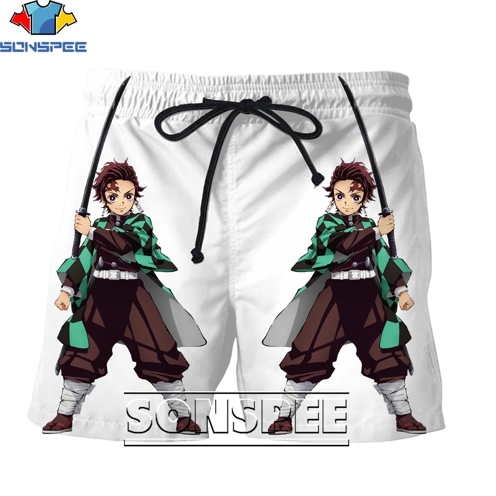 3D Printing Demon Slayer Blade Tanjirou Anime Shorts Summer Men's and Women's Street Sports Fitness Shorts Fashion Beach Pants