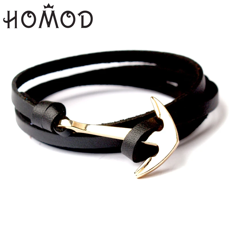 

HOMOD Punk Multilayer Anchor Bracelets Woven Men Bracelet Pulsera Navy Hand Leather Bracelets Gifts