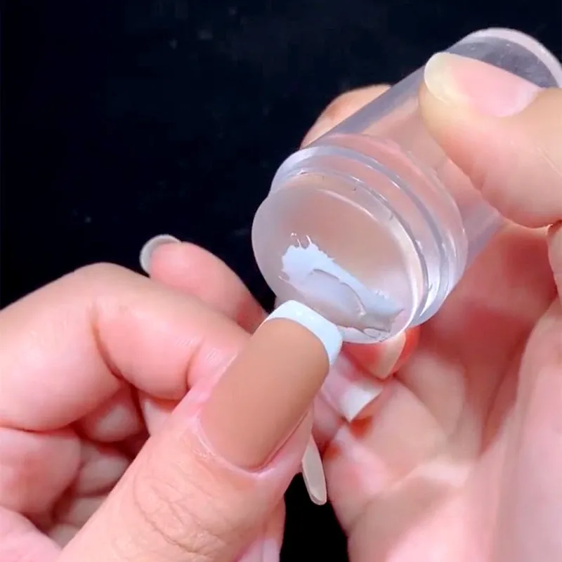 

Silicone Nail Stamper French Nail Tips Double Head Transparent Jelly Stencil Template Seal Stamper Scraper For Fast Nails Tip