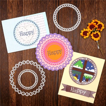 

DiyArts Nested Round Frame Lace Metal Cutting Dies for Card Making Decorative Flowers Circle Craft Stencil Templates New 2020