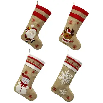 

4PCS Lovely Practical Creative Portable Durable Hangers Christmas Stocking for Candy Gift Decoration Hanging Christmas