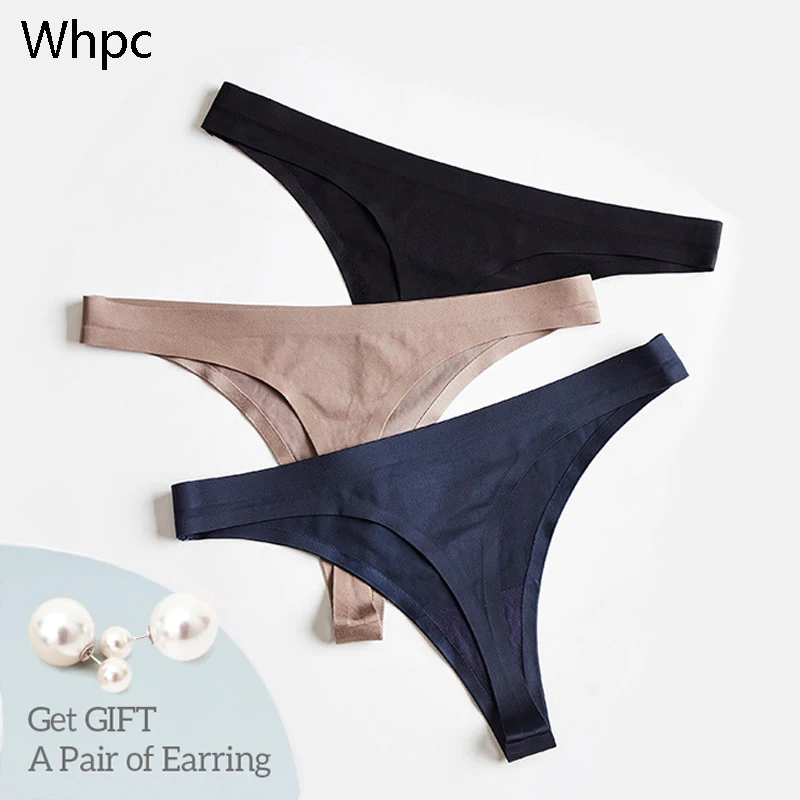 Seamless Panties For Women Ice Silk T-back G-string Sexy Women Thongs Female Underwear Solid Large Size Women's Lingerie S-3XL 1